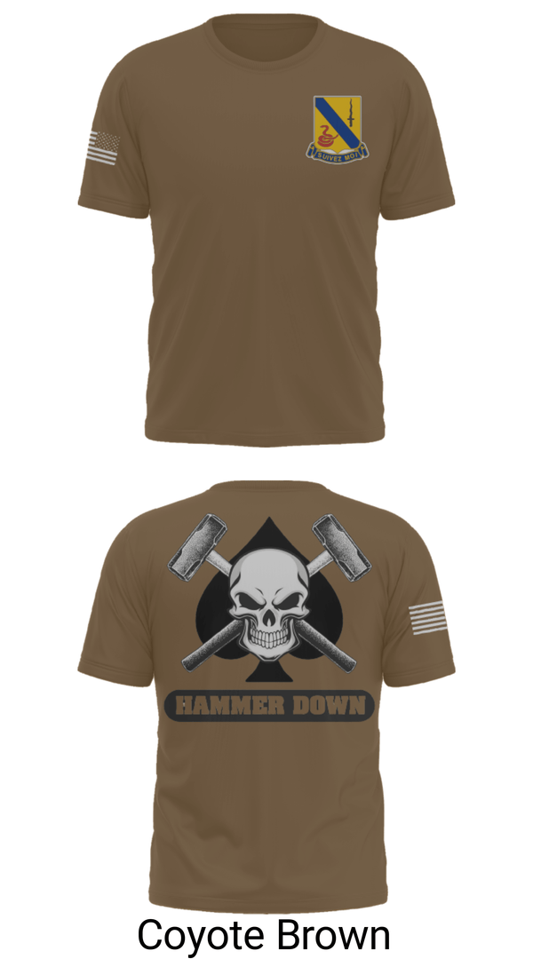 Old School Cotton Feel Shirt, 2-14 CAV ACE HIGH, Army, Teamtime, Team time, sublimation, custom sports apparel, team uniforms, spirit wear, spiritwear, sports uniforms, custom shirts, team store, custom team store, fundraiser sports, apparel fundraiser