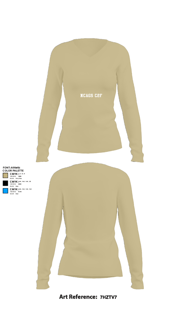 Women's Long Sleeve Vneck Shirt, NCAGS C2F, Navy, Teamtime, Team time, sublimation, custom sports apparel, team uniforms, spirit wear, spiritwear, sports uniforms, custom shirts, team store, custom team store, fundraiser sports, apparel fundraiser