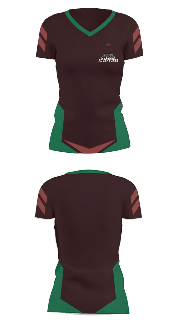 Women's Short Sleeve Vneck Shirt, Reeds Outdoor Adventures, , Teamtime, Team time, sublimation, custom sports apparel, team uniforms, spirit wear, spiritwear, sports uniforms, custom shirts, team store, custom team store, fundraiser sports, apparel fundraiser
