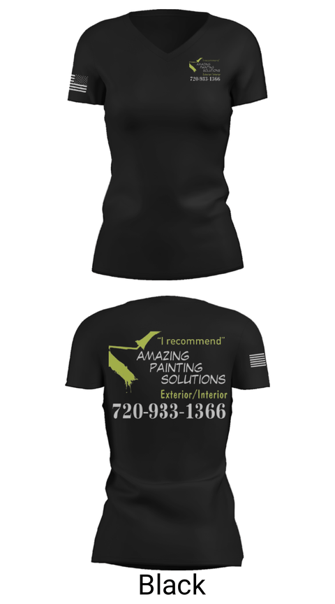 Womens Short Sleeve Vneck Shirt, Amazing Painting Solutions, , Teamtime, Team time, sublimation, custom sports apparel, team uniforms, spirit wear, spiritwear, sports uniforms, custom shirts, team store, custom team store, fundraiser sports, apparel fundraiser