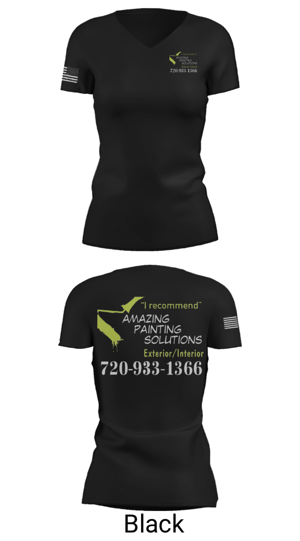 Womens Short Sleeve Vneck Shirt, Amazing Painting Solutions, , Teamtime, Team time, sublimation, custom sports apparel, team uniforms, spirit wear, spiritwear, sports uniforms, custom shirts, team store, custom team store, fundraiser sports, apparel fundraiser