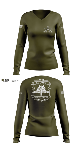 Womens Long Sleeve Vneck Shirt 1, Q TROOP 2/278 ACR, National Guard, Teamtime, Team time, sublimation, custom sports apparel, team uniforms, spirit wear, spiritwear, sports uniforms, custom shirts, team store, custom team store, fundraiser sports, apparel fundraiser