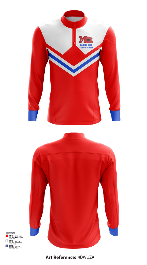 Quarter Zip Jacket, Marion High School Cheer, Cheer, Teamtime, Team time, sublimation, custom sports apparel, team uniforms, spirit wear, spiritwear, sports uniforms, custom shirts, team store, custom team store, fundraiser sports, apparel fundraiser
