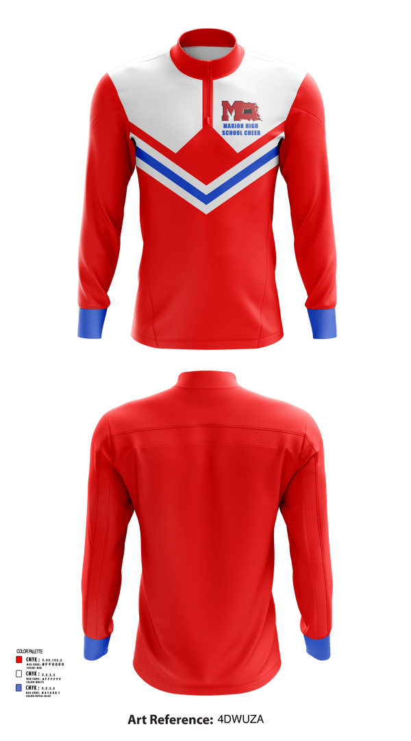 Quarter Zip Jacket, Marion High School Cheer, Cheer, Teamtime, Team time, sublimation, custom sports apparel, team uniforms, spirit wear, spiritwear, sports uniforms, custom shirts, team store, custom team store, fundraiser sports, apparel fundraiser
