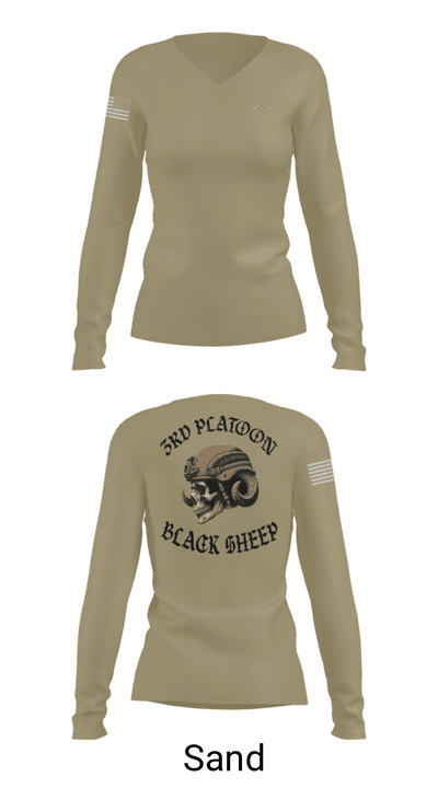 3rd PLT Black Sheep 32884167 Women's Long Sleeve V-neck Shirt - 97