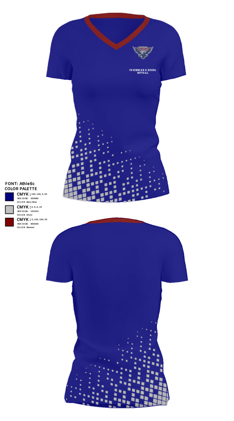 Women's Short Sleeve Vneck Shirt, Freedom High School Softball, Softball, Teamtime, Team time, sublimation, custom sports apparel, team uniforms, spirit wear, spiritwear, sports uniforms, custom shirts, team store, custom team store, fundraiser sports, apparel fundraiser