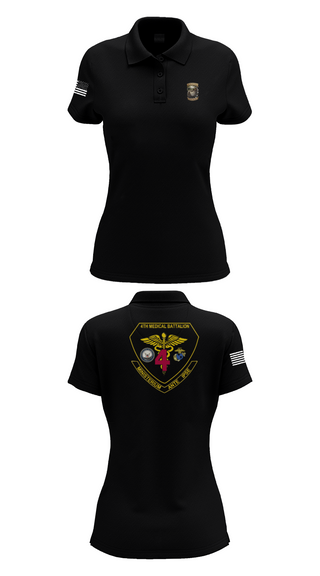 Womens Short Sleeve Performance Polo, 4th Med Battalion, Marines, Teamtime, Team time, sublimation, custom sports apparel, team uniforms, spirit wear, spiritwear, sports uniforms, custom shirts, team store, custom team store, fundraiser sports, apparel fundraiser