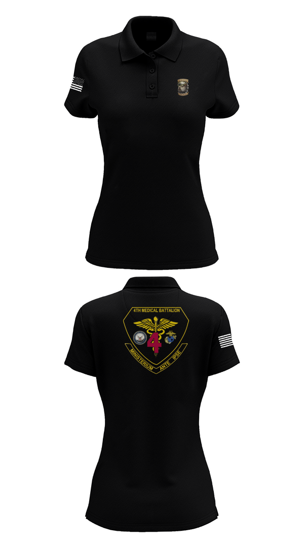 Womens Short Sleeve Performance Polo, 4th Med Battalion, Marines, Teamtime, Team time, sublimation, custom sports apparel, team uniforms, spirit wear, spiritwear, sports uniforms, custom shirts, team store, custom team store, fundraiser sports, apparel fundraiser