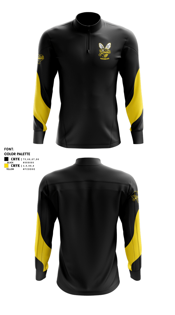 Quarter Zip Jacket, Denison High School Swimming, Swimming, Teamtime, Team time, sublimation, custom sports apparel, team uniforms, spirit wear, spiritwear, sports uniforms, custom shirts, team store, custom team store, fundraiser sports, apparel fundraiser