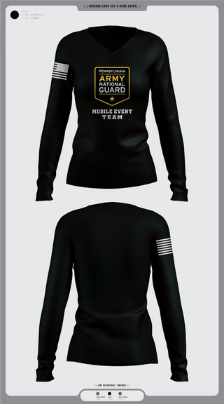 Womens Long Sleeve Vneck Shirt, Recruiting, National Guard, Teamtime, Team time, sublimation, custom sports apparel, team uniforms, spirit wear, spiritwear, sports uniforms, custom shirts, team store, custom team store, fundraiser sports, apparel fundraiser