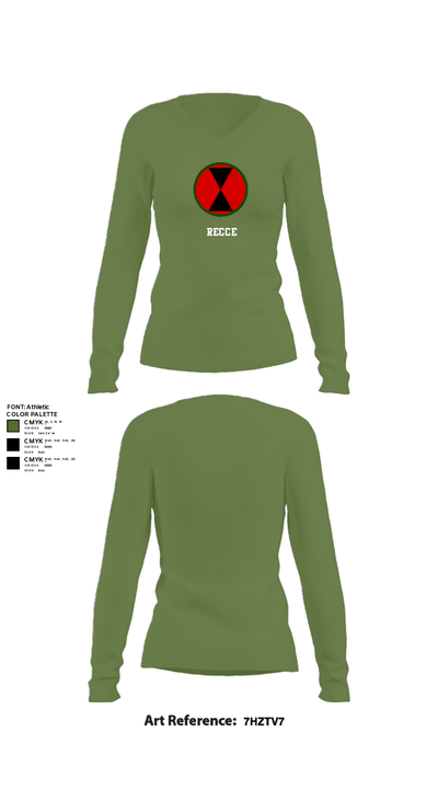 RECCE 67362725 Women's Long Sleeve V-neck Shirt - 42