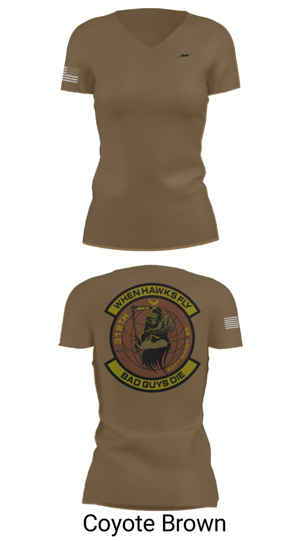 Women's Short Sleeve Vneck Shirt, 319th Maintenance Squadron, Air Force, Teamtime, Team time, sublimation, custom sports apparel, team uniforms, spirit wear, spiritwear, sports uniforms, custom shirts, team store, custom team store, fundraiser sports, apparel fundraiser