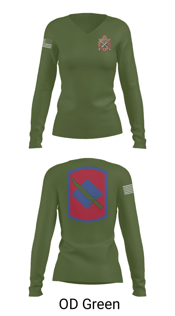 Women's Long Sleeve Vneck Shirt, Fox Company 39th BSB (FA FSC), National Guard, Teamtime, Team time, sublimation, custom sports apparel, team uniforms, spirit wear, spiritwear, sports uniforms, custom shirts, team store, custom team store, fundraiser sports, apparel fundraiser