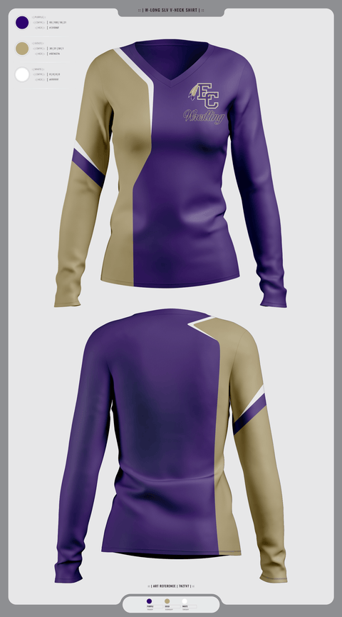Womens Long Sleeve Vneck Shirt, East Coweta High School Wrestling, Wrestling, Teamtime, Team time, sublimation, custom sports apparel, team uniforms, spirit wear, spiritwear, sports uniforms, custom shirts, team store, custom team store, fundraiser sports, apparel fundraiser
