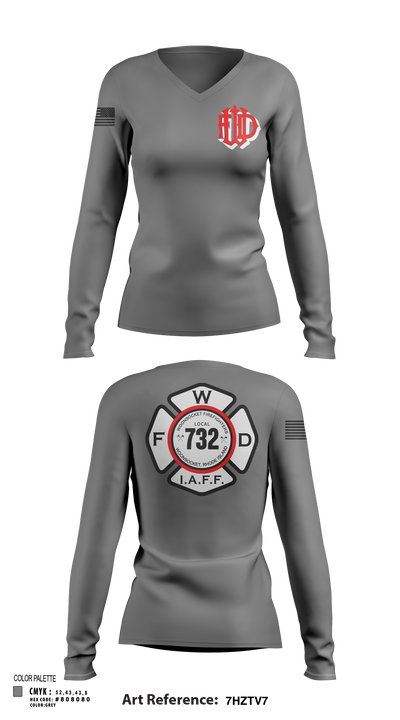 Woonsocket 46977147 Women's Long Sleeve V-neck Shirt - 127