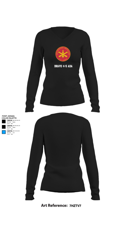 Bravo 4-5 ADA 95888654 Women's Long Sleeve V-neck Shirt - 22