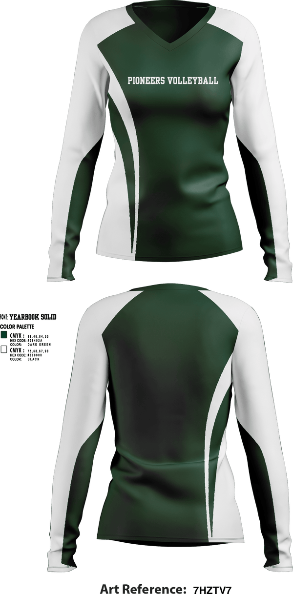Womens Long Sleeve Vneck Shirt, Pioneers Volleyball, Women's Volleyball, Teamtime, Team time, sublimation, custom sports apparel, team uniforms, spirit wear, spiritwear, sports uniforms, custom shirts, team store, custom team store, fundraiser sports, apparel fundraiser