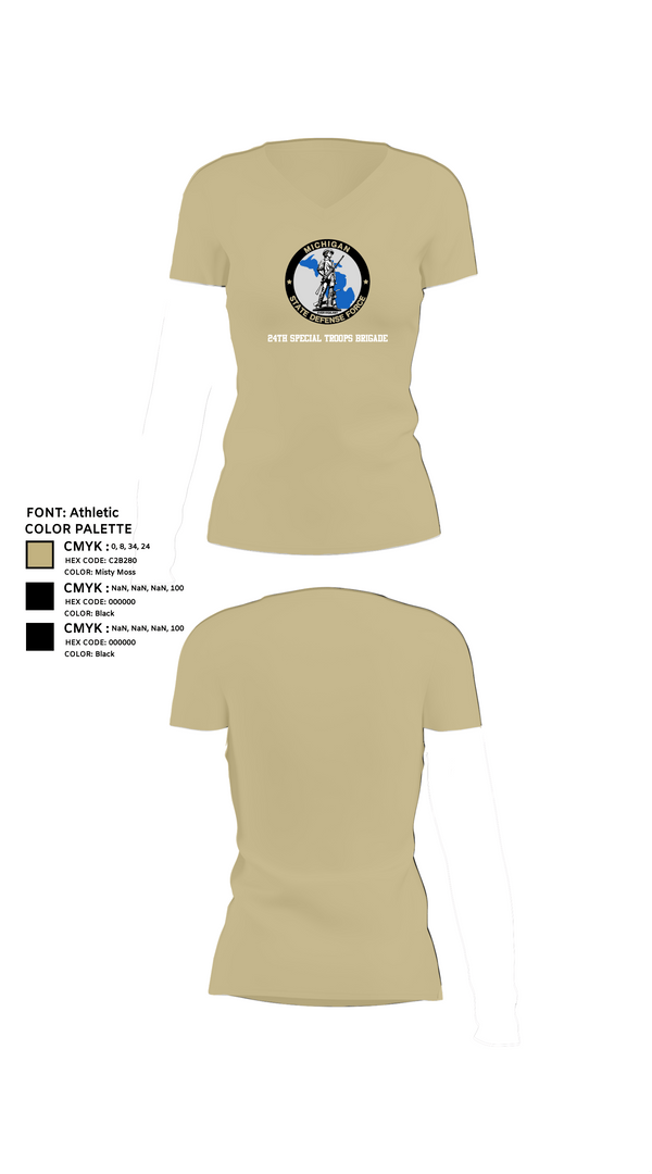 Womens Short Sleeve Vneck Shirt, 24th Special Troops Brigade, National Guard, Teamtime, Team time, sublimation, custom sports apparel, team uniforms, spirit wear, spiritwear, sports uniforms, custom shirts, team store, custom team store, fundraiser sports, apparel fundraiser