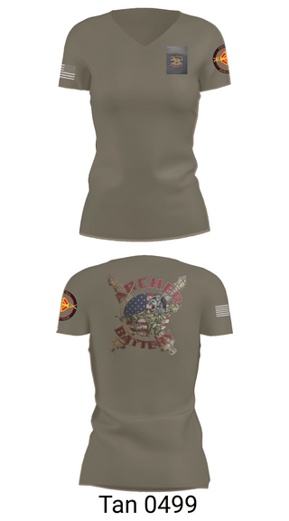 Womens Short Sleeve Vneck Shirt, Archer Battery 2-2 FA, Army, Teamtime, Team time, sublimation, custom sports apparel, team uniforms, spirit wear, spiritwear, sports uniforms, custom shirts, team store, custom team store, fundraiser sports, apparel fundraiser
