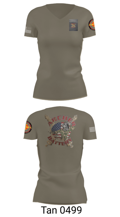 Archer Battery 2-2 FA 26774944 Women's Short Sleeve V-neck Shirt - 68