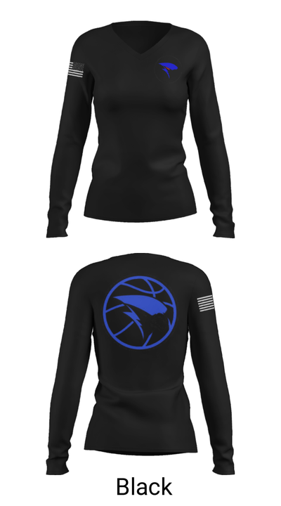 Merrill High School Basketball 85128934 Women's Long Sleeve V-neck Shirt - 35