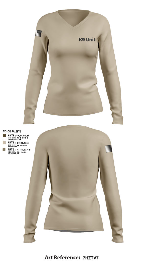 Womens Long Sleeve Vneck Shirt, K9 Unit, , Teamtime, Team time, sublimation, custom sports apparel, team uniforms, spirit wear, spiritwear, sports uniforms, custom shirts, team store, custom team store, fundraiser sports, apparel fundraiser