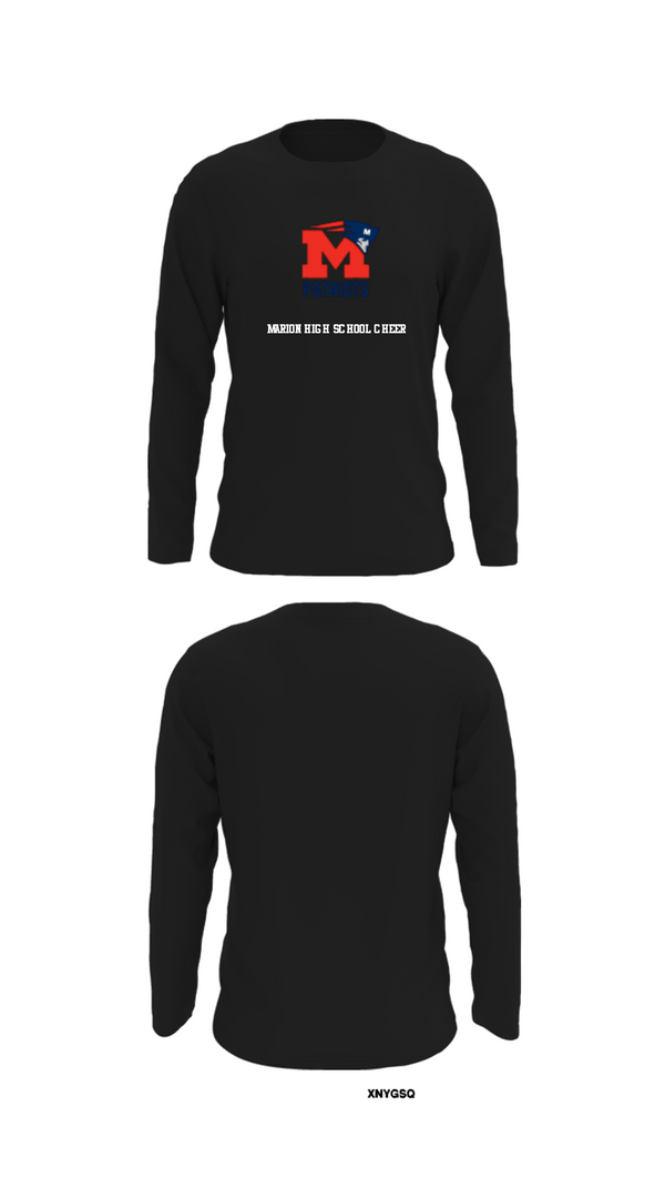 Long Sleeve Performance Shirt, Marion High School Cheer, Cheer, Teamtime, Team time, sublimation, custom sports apparel, team uniforms, spirit wear, spiritwear, sports uniforms, custom shirts, team store, custom team store, fundraiser sports, apparel fundraiser