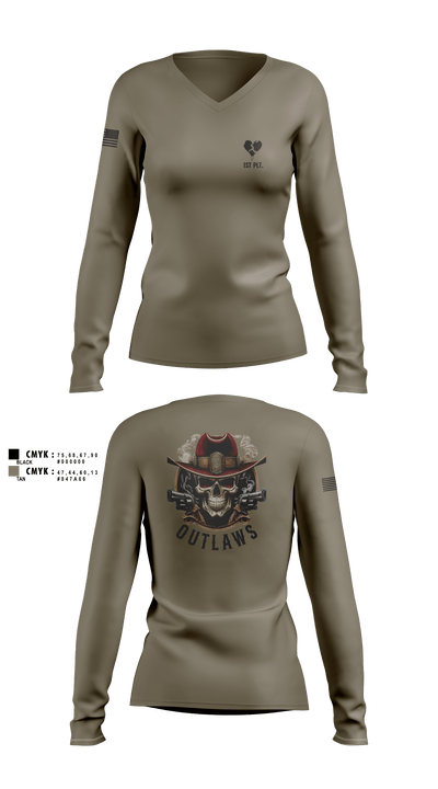 Outlaw Platoon 57260663 Women's Long Sleeve V-neck Shirt - 2