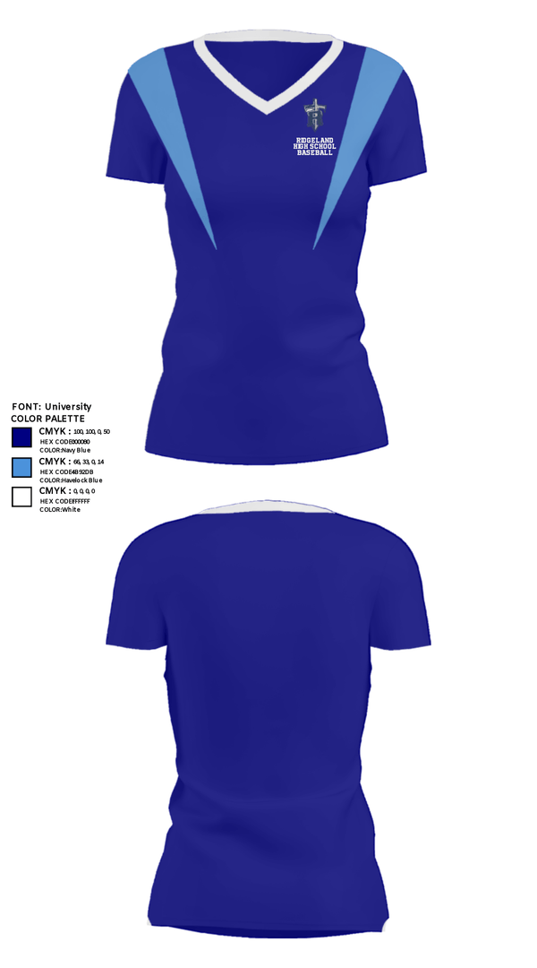 Women's Short Sleeve Vneck Shirt, Ridgeland High School Baseball, Baseball, Teamtime, Team time, sublimation, custom sports apparel, team uniforms, spirit wear, spiritwear, sports uniforms, custom shirts, team store, custom team store, fundraiser sports, apparel fundraiser