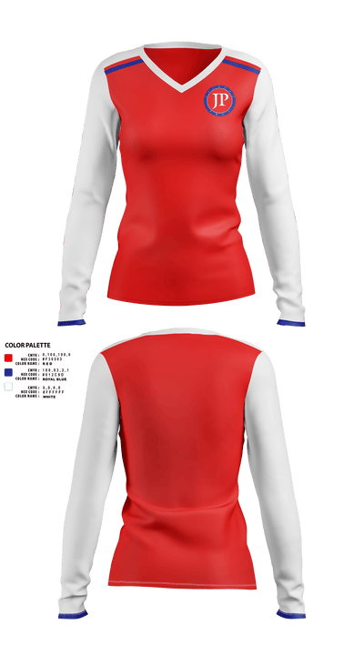 Jackson Preparatory School Swimming 57912925 Women's Long Sleeve V-neck Shirt - 40