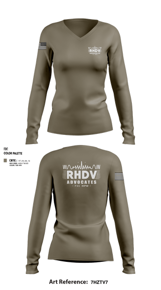 Womens Long Sleeve Vneck Shirt, 711 HPW/RHDV, Army, Teamtime, Team time, sublimation, custom sports apparel, team uniforms, spirit wear, spiritwear, sports uniforms, custom shirts, team store, custom team store, fundraiser sports, apparel fundraiser