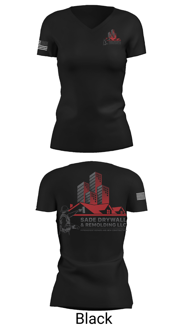 Womens Short Sleeve Vneck Shirt, Sadedrywall & remolding llc, , Teamtime, Team time, sublimation, custom sports apparel, team uniforms, spirit wear, spiritwear, sports uniforms, custom shirts, team store, custom team store, fundraiser sports, apparel fundraiser