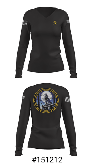 Women's Long Sleeve Vneck Shirt, USAG Fort Hunter Liggett, Army, Teamtime, Team time, sublimation, custom sports apparel, team uniforms, spirit wear, spiritwear, sports uniforms, custom shirts, team store, custom team store, fundraiser sports, apparel fundraiser