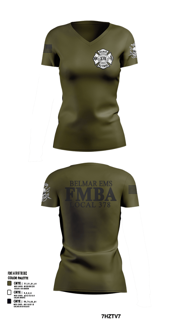 Womens Short Sleeve Vneck Shirt, Belmar FMBA, Fire Department, Teamtime, Team time, sublimation, custom sports apparel, team uniforms, spirit wear, spiritwear, sports uniforms, custom shirts, team store, custom team store, fundraiser sports, apparel fundraiser