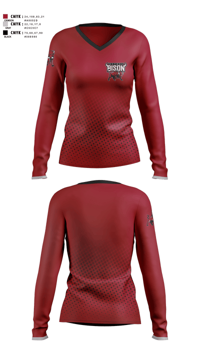Bethel high school LAX 55721530 Women's Long Sleeve V-neck Shirt - 1