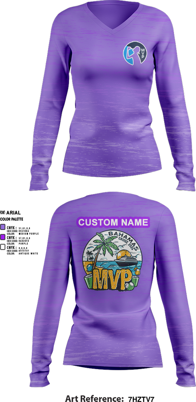 MVP Cruise 2025 37485566 Women's Long Sleeve V-neck Shirt - 3