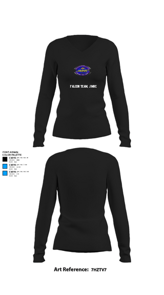 Womens Long Sleeve Vneck Shirt, Falcon Team, JMRC, Army, Teamtime, Team time, sublimation, custom sports apparel, team uniforms, spirit wear, spiritwear, sports uniforms, custom shirts, team store, custom team store, fundraiser sports, apparel fundraiser