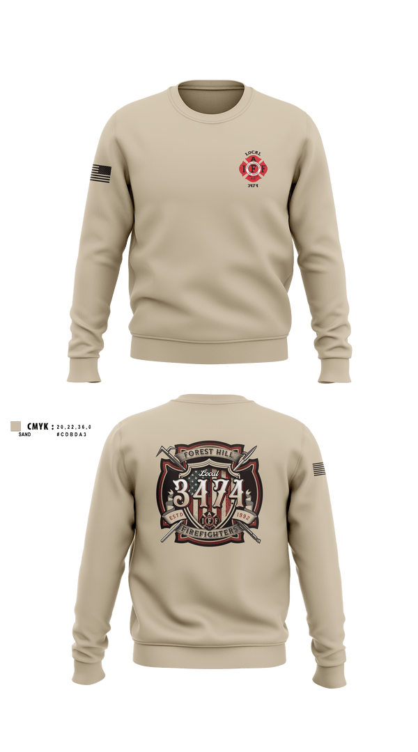 Crew Neck Sweatshirt, Local 3474IAFF Local 3474, Fire Department, Teamtime, Team time, sublimation, custom sports apparel, team uniforms, spirit wear, spiritwear, sports uniforms, custom shirts, team store, custom team store, fundraiser sports, apparel fundraiser