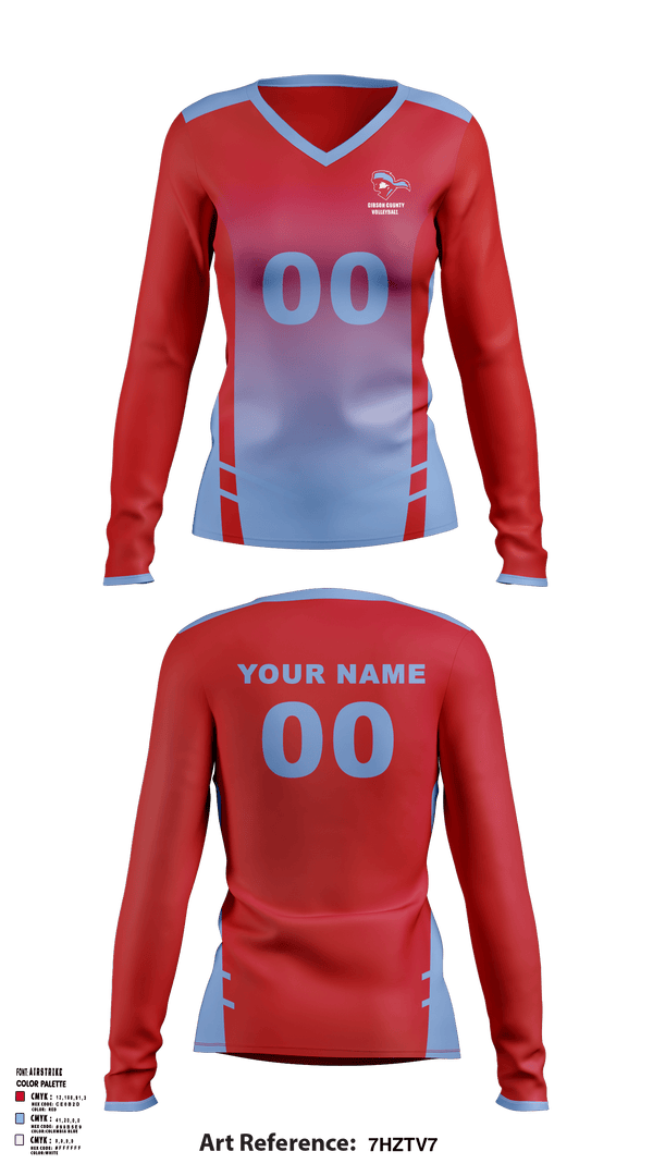 Women's Long Sleeve Vneck Shirt, Gibson County High School Volleyball, Women's Volleyball, Teamtime, Team time, sublimation, custom sports apparel, team uniforms, spirit wear, spiritwear, sports uniforms, custom shirts, team store, custom team store, fundraiser sports, apparel fundraiser