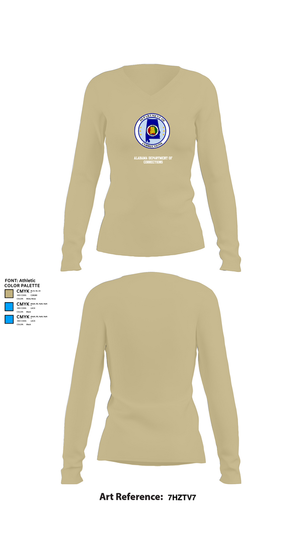 Womens Long Sleeve Vneck Shirt, Alabama Department of Corrections, Police, Teamtime, Team time, sublimation, custom sports apparel, team uniforms, spirit wear, spiritwear, sports uniforms, custom shirts, team store, custom team store, fundraiser sports, apparel fundraiser
