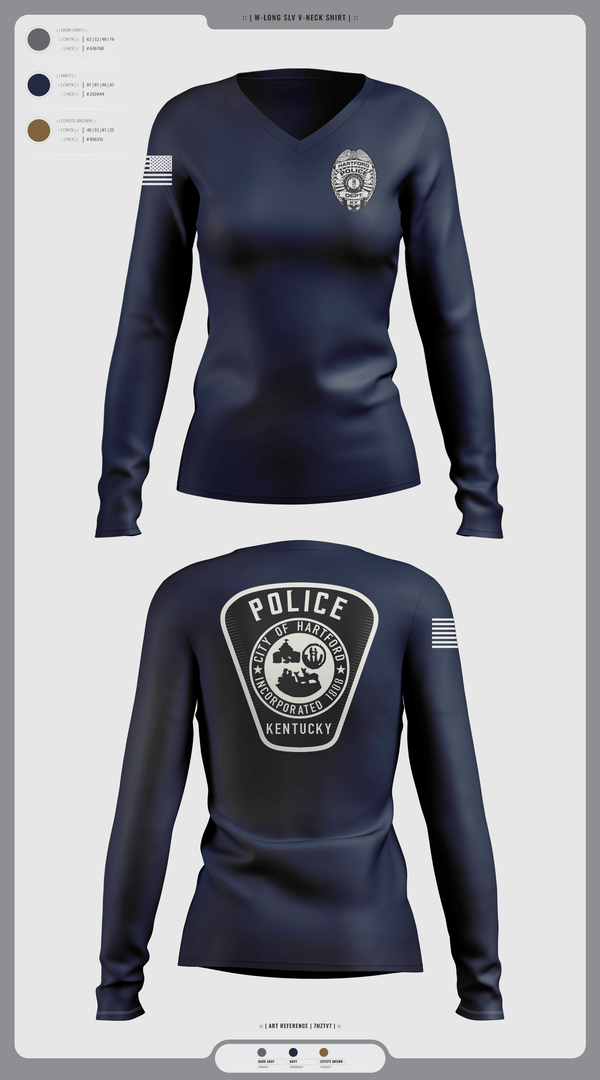 Womens Long Sleeve Vneck Shirt 1, Hartford Police Department, Police, Teamtime, Team time, sublimation, custom sports apparel, team uniforms, spirit wear, spiritwear, sports uniforms, custom shirts, team store, custom team store, fundraiser sports, apparel fundraiser