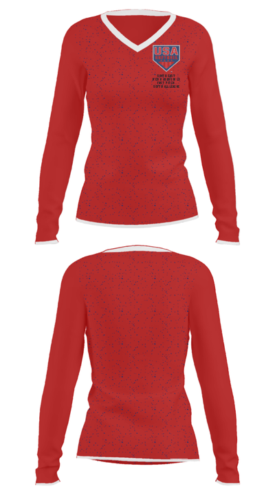 Southeast Nebraska Girls Fast Pitch Softball League 37032110 Women's Long Sleeve V-neck Shirt - 32