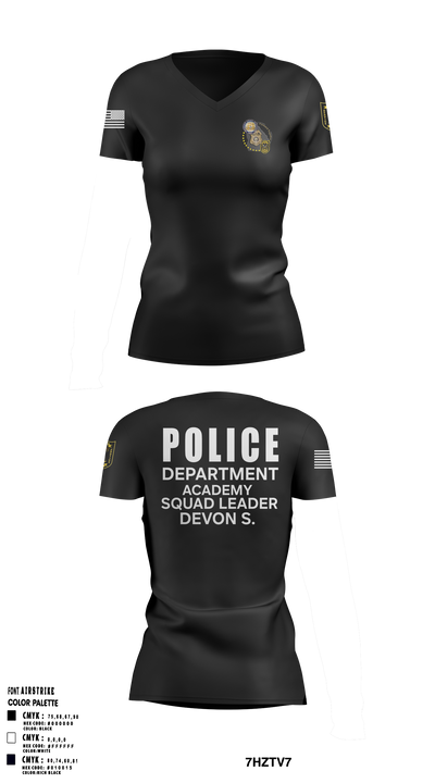 Police Department Academy 26016333 Women's Short Sleeve V-neck Shirt - 1