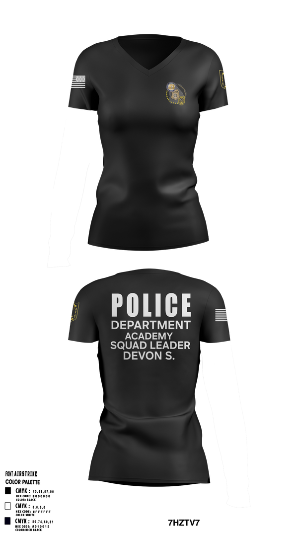 Womens Short Sleeve Vneck Shirt, Police Department Academy, , Teamtime, Team time, sublimation, custom sports apparel, team uniforms, spirit wear, spiritwear, sports uniforms, custom shirts, team store, custom team store, fundraiser sports, apparel fundraiser