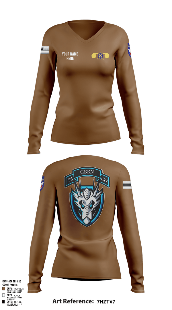 Womens Long Sleeve Vneck Shirt, 112th CRD, Army, Teamtime, Team time, sublimation, custom sports apparel, team uniforms, spirit wear, spiritwear, sports uniforms, custom shirts, team store, custom team store, fundraiser sports, apparel fundraiser