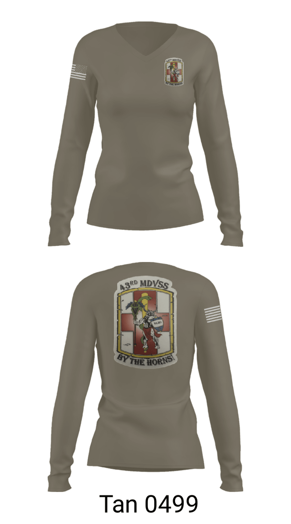 Womens Long Sleeve Vneck Shirt, 43rd Medical Detachment, , Teamtime, Team time, sublimation, custom sports apparel, team uniforms, spirit wear, spiritwear, sports uniforms, custom shirts, team store, custom team store, fundraiser sports, apparel fundraiser