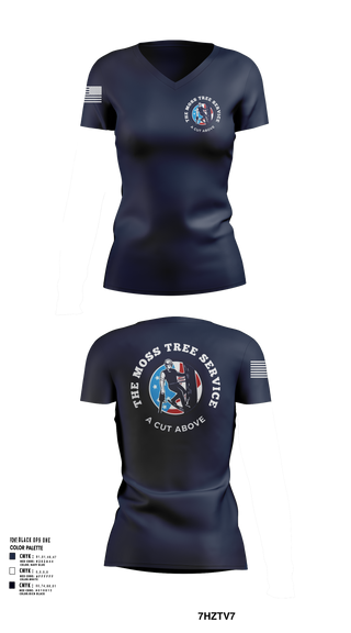 Womens Short Sleeve Vneck Shirt, The Moss Tree Service, , Teamtime, Team time, sublimation, custom sports apparel, team uniforms, spirit wear, spiritwear, sports uniforms, custom shirts, team store, custom team store, fundraiser sports, apparel fundraiser