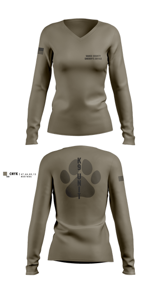 Women's Long Sleeve Vneck Shirt, Vance County Sheriff's Office  K9 Unit, Police, Teamtime, Team time, sublimation, custom sports apparel, team uniforms, spirit wear, spiritwear, sports uniforms, custom shirts, team store, custom team store, fundraiser sports, apparel fundraiser