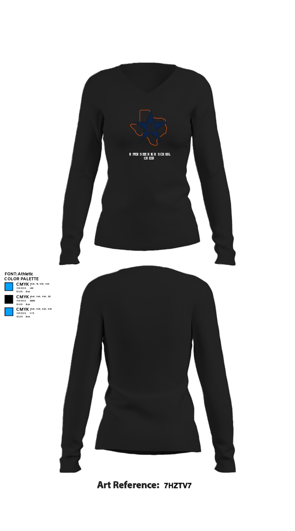 Womens Long Sleeve Vneck Shirt, Riverside High School Cheer, Cheer, Teamtime, Team time, sublimation, custom sports apparel, team uniforms, spirit wear, spiritwear, sports uniforms, custom shirts, team store, custom team store, fundraiser sports, apparel fundraiser