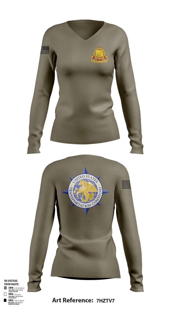 Womens Long Sleeve Vneck Shirt, 773rd transportation company, Army, Teamtime, Team time, sublimation, custom sports apparel, team uniforms, spirit wear, spiritwear, sports uniforms, custom shirts, team store, custom team store, fundraiser sports, apparel fundraiser